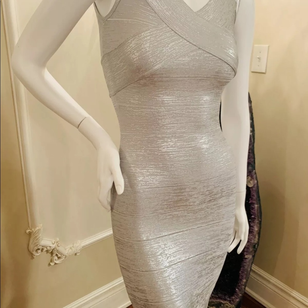 HERVE LEGER DRESS, FOIL SIZE S RETAIL1,290.00